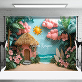 Lofaris Tropical House Coconut Tree Surfboards Summer Backdrop